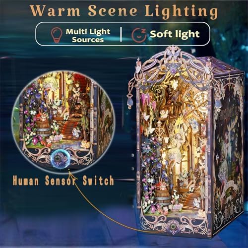OZJAY Book Nook Kits for Adults, Miniature House Kit Bookshelf Decor