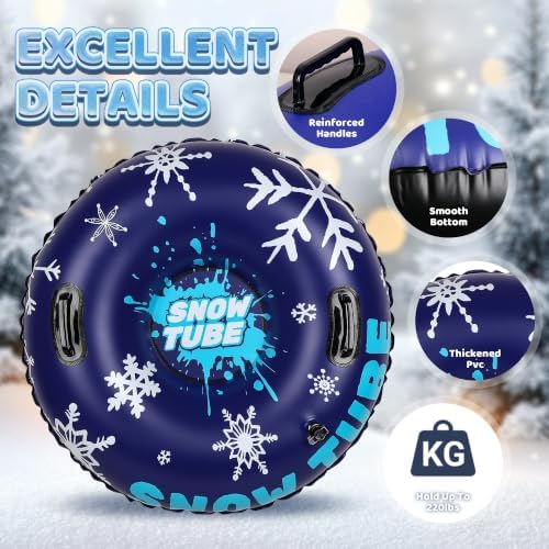 36 Inch Cold-Resistant Inflatable PVC Snow Tubes for Adults & Kids