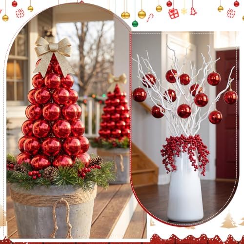 Threan 6 Inch Large Burgundy Shiny Christmas Ball Ornaments