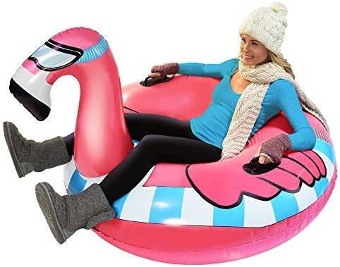 GoFloats Winter Snow Tubes - Choose from Unicorn, Disney's Frozen, Ice Dragon, Polar Bear, Penguin, Flamingo - Inflatable Sled for Kids and Adults