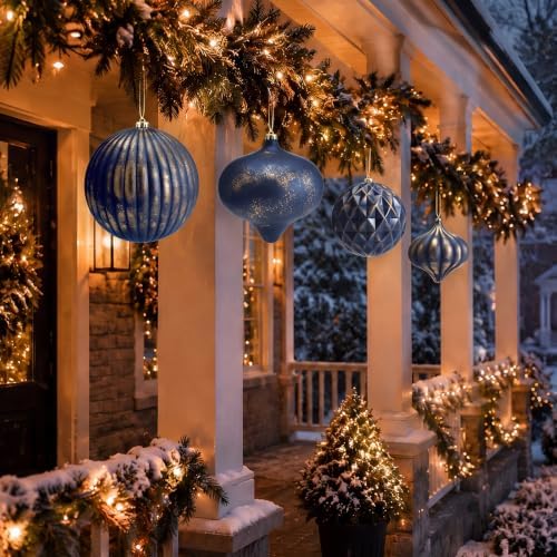 Seenelling 4Pcs Big 8'' Christmas Ball Ornaments Xmas Tree Decor, Navy Blue