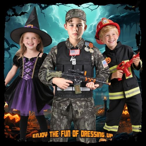 Metemot Kids Army Costume for Boys, Solider Boys Halloween Costume Age 3+