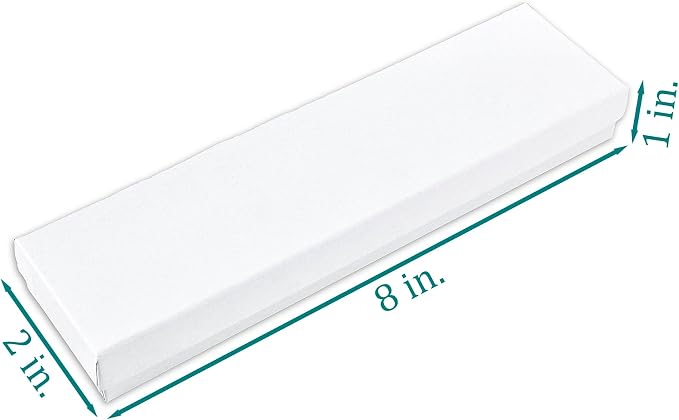 TheDisplayGuys - 100-Pack #82 Cotton Filled Cardboard Paper Jewelry Boxes Gift Case - Matte White (8.0" x 2.0" x 1.0") - for Shipping or Storage