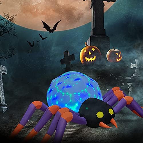 DomKom 8FT Halloween Inflatable Decorations Spider, Build-in Magic LED Lights Holiday Blow Up Yard Decoration for Halloween Holiday Party Outdoor,Garden Yard Lawn Decor