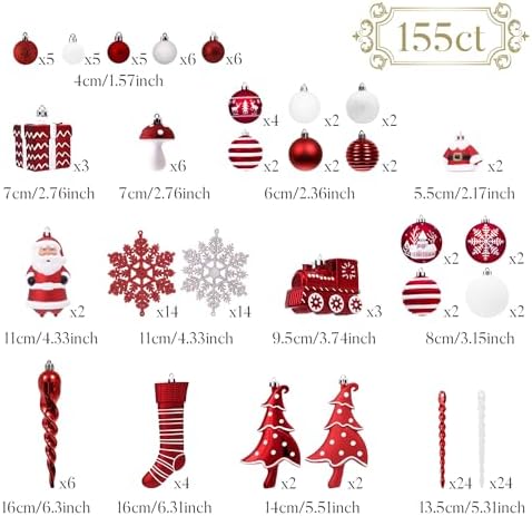 Valery Madelyn 155ct Christmas Ball Ornaments Tree Decorations Set