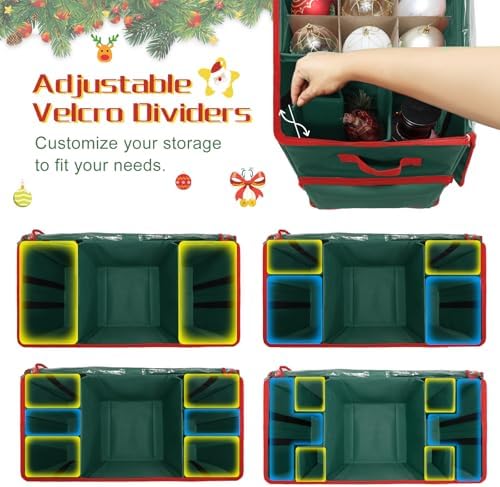 2-in-1 Christmas Ornament Storage Box Keeps 64-3"/36-4" Holiday Ornaments