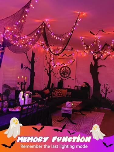 2 Pack 200 LED Battery Operated Halloween Lights, 8 Modes String Lights