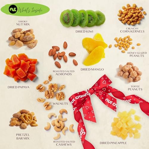 NUT CRAVINGS - Dried Fruit & Mixed Nuts Gift Basket (12 Assortments)