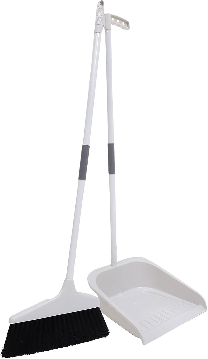 ULTECHNOVO Broom and Dustpan Set for Home - 35.43In Soft Broom with Long Handle and Upright Dustpan Combo for Indoor Floor Cleaning Kitchen Office Heavy Duty Sweeping Tool