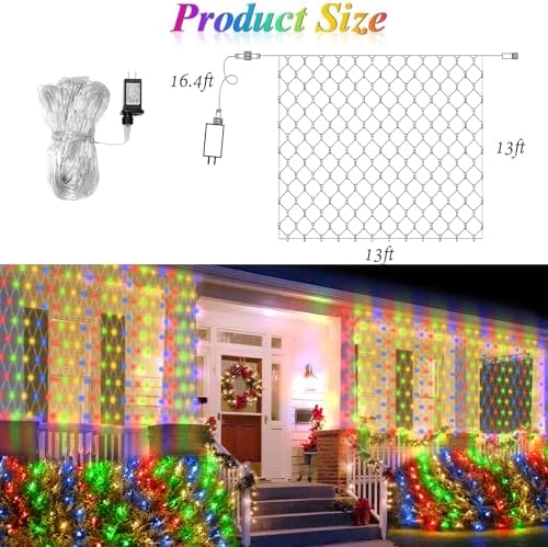 400LED Net Lights Outdoor, 13ft x 13ft Large Christmas Net Lights 8 Modes