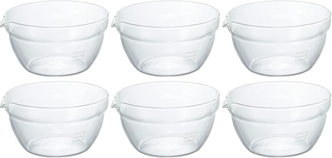 HARIO KB-40-BK One-Mouth Bowl, 13.5 fl oz (400 ml), Made in Japan, Heat Resistant Glass, Set of 6, Clear