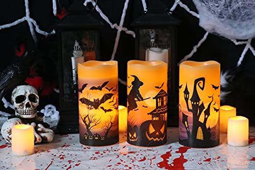 Halloween Decor Flameless Candles Battery Operated with 6H Timer