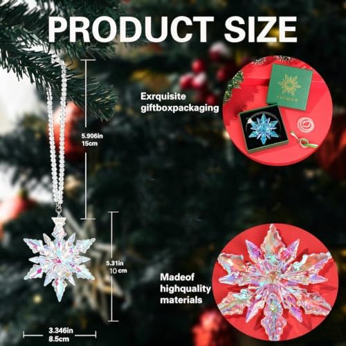 2026Annual Christmas Ornaments Crystal Snowflake Star - Christmas Tree Ornaments Pendant Sun Catcher Home Hanging Decor (2026Colored Crystal 3 Layers)