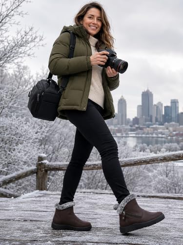 SHIBEVER Winter Snow Boots for Women: Waterproof Ankle Warm Fur Lined Boot