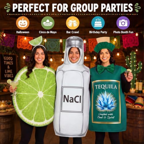 Hercicy 3 Pcs Tequila Lime Salt Halloween Costume Group Funny Set for Adult