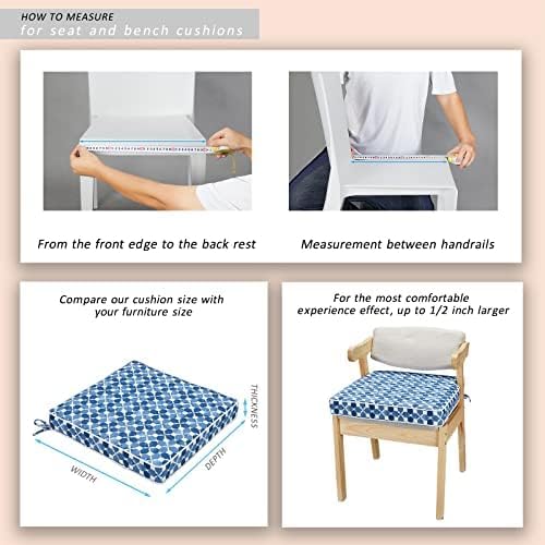 JMGBird Outdoor Chair Cushions Set of 4, Water Resistant Seat Cushions 19 x 19 Inch with Ties Outdoor Cushions for Patio Furniture