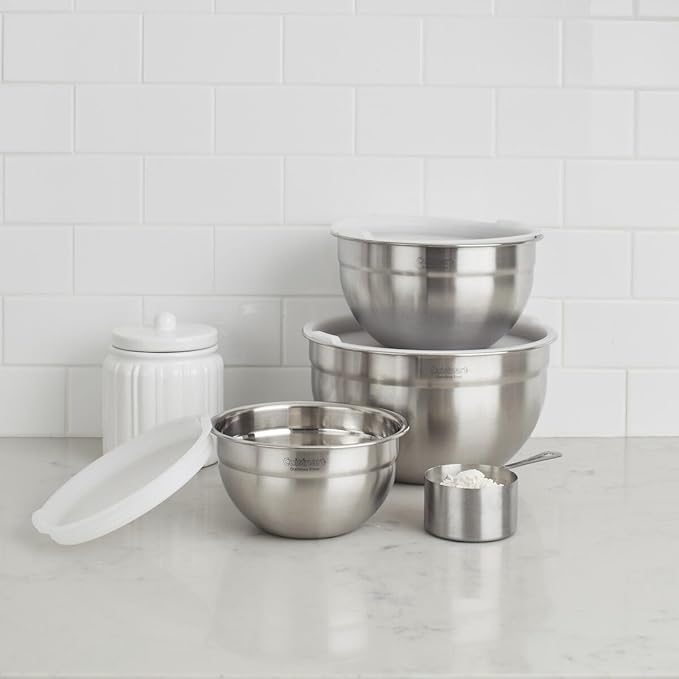 Cuisinart Mixing Bowl Set, Nesting Bowls, Stainless Steel, 3-Piece | 1.5, 3 & 5 qt. stainless steel mixing bowls for baking, cooking & prep, dishwasher safe, durable & compact, CTG-00-SMB
