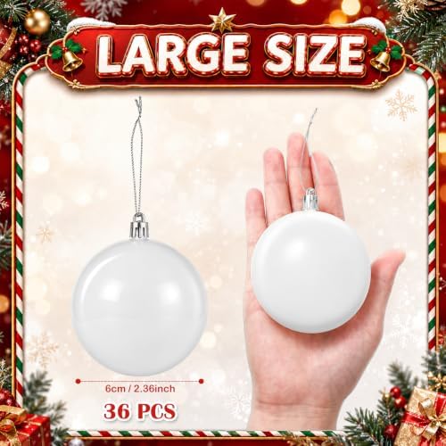 Zubebe 36 Pcs 2.36 Inch Christmas Blank White Ball Ornaments