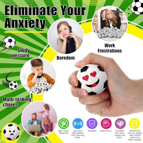 Libima 120 Pcs Mini Face Soccer Football Fidget Toy Bulk, 2 Inch