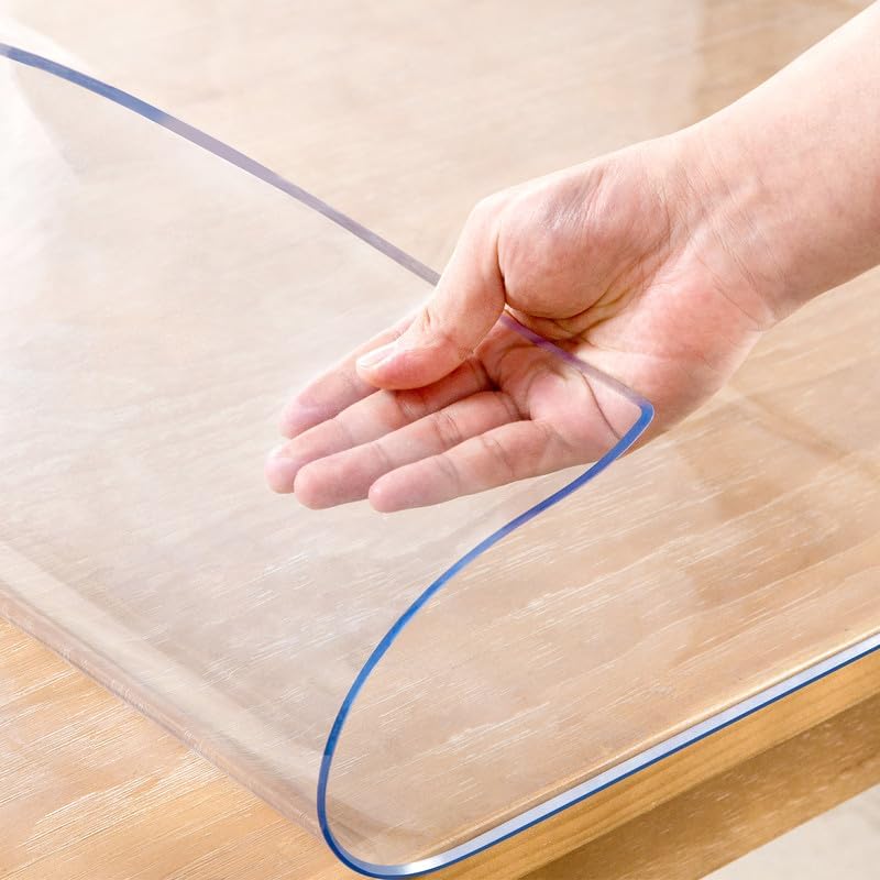 48 x 108 Inch Clear Table Cover Protector, 2mm Thick Clear Table Protector for Dining Room Table, Plastic Table Cover, Waterproof Table Pad for Kitchen, Office