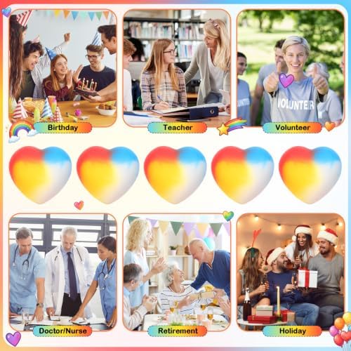 Thenshop 60 Pcs Pride Pocket Hug Rainbow Heart Decor Gift Bulk
