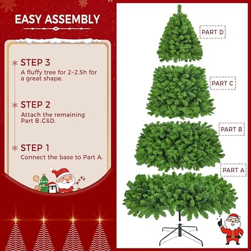 Yaheetech 9ft Prelit Artificial Christmas Tree with 900 Warm White Lights