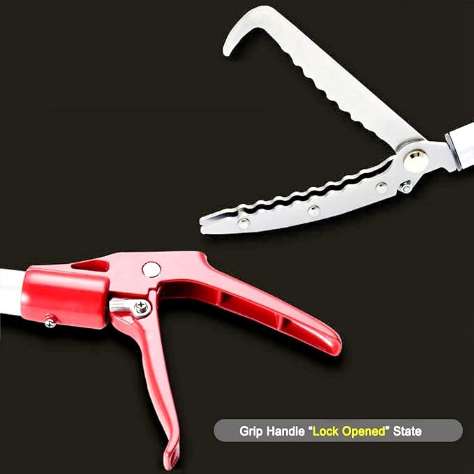 Extendable Snake Tong Reptile Grabber Rattle Snake Catcher Wide Jaw Handling Tool with Lock and Comfortable Grip(Include Snake Bag) (60 inches Extendable Snake Tong)