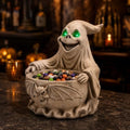 Halloween Ghost Candy Bowl with Glowing Eyes, Batteries Included