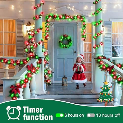 SAUIRS 197FT 500 LED Christmas Lights Outdoor String Lights with 8 Modes Timer Waterproof Fairy Light Plug in for Outside Indoor Party Xmas Palm Tree Yard Wedding Decoration(Red and Green)