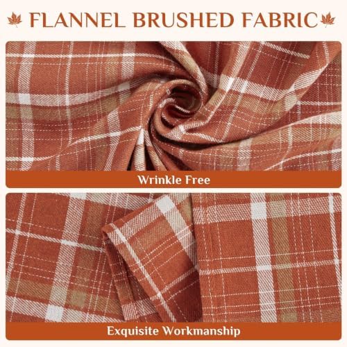 Softalker Fall Checkered Tartan Table Runner, Orange, 13 x 108 Inch