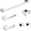 Fapully 23.6-Inch 6 Piece Bathroom Hardware Accessories Set Stainless Steel Wall Mounted Chrome Include Towel Bar,Hand Towel Holder,Toilet Paper Holder,Robe Towel Hook,Coat Hook,Towel bar Set.