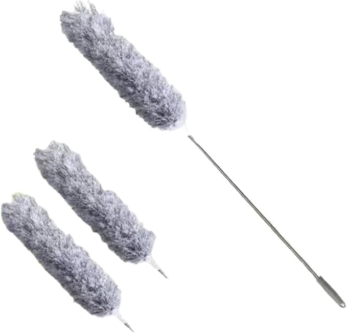 2.8M Extended Chicken Feather Duster Extendable and Curved Ceiling Cleaning Broom Home Electrostatic Dust Collector(2.8m 3PCS clothA)