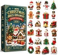 24-Day Mini Christmas Brick Ornament Advent Calendar，1set
