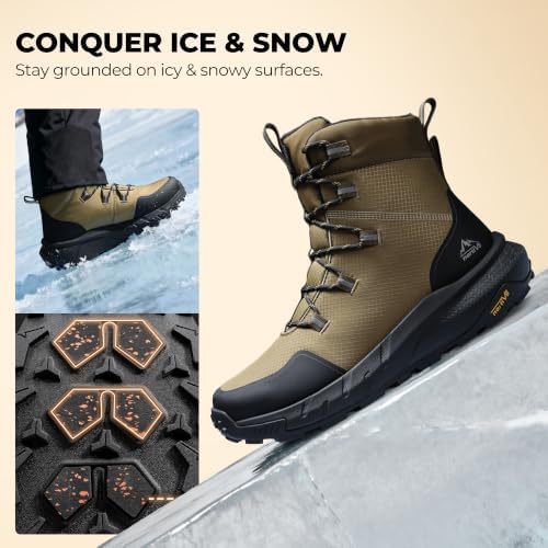 NORTIV 8 Men's Wide Winter Boots Grip on Snow Ice