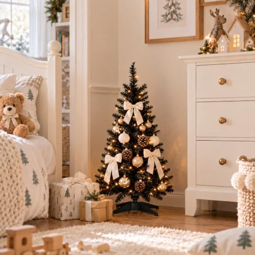 4FT Black Artificial Small Christmas Tree Mini Tabletop Decor