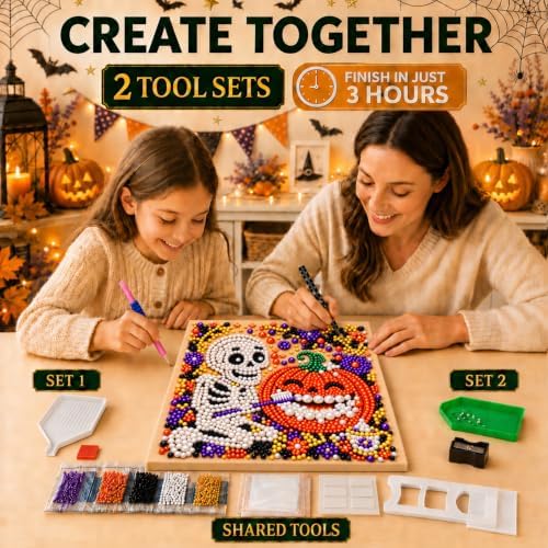 Diamond and Pearl Art Kits for Adults, Halloween Decorations, Framed Decor