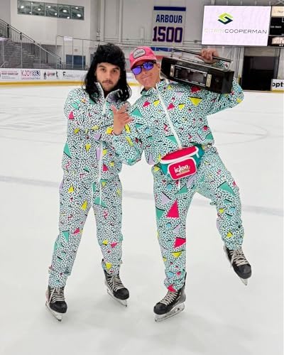 UOUA 80s Outfit for Men 90s Costumes 2 Piece Long Sleeve Track Suit Set