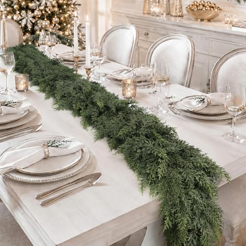 4PCS 6FT Christmas Cedar Garlands Real Touch Soft Greenery Pine Decorations