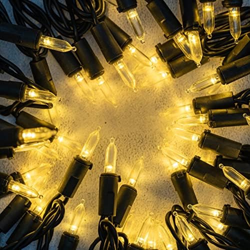 YULETIME 200 Warm White LED Christmas Lights, 66 ft Black Wire String Light