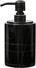 JIMEI Black Marble Soap Dispenser Hand or Dish for Bathroom & Kitchen | Decorative Natural Stone Liquid Soap/Lotion Dispenser - Stainless Steel Soap Dispenser Easy-Glide Pump - Refillable