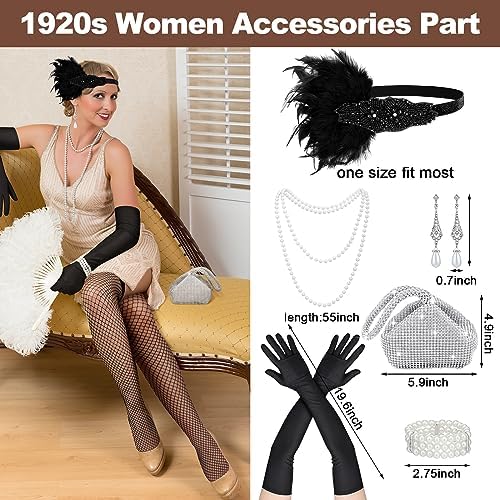 Shinymoon 14 Pcs Halloween 1920s Couples Costume Accessories