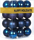 Navy Blue 3.2" Large Christmas Balls - Christmas Tree Decoration Ornaments Shatterproof Hanging Balls for Birthday Halloween Holiday Wedding Decorations Set of 24pcs