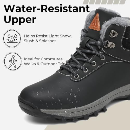 Mishansha Men's Waterproof Snow Boots, Insulated Winter Hiking Boots