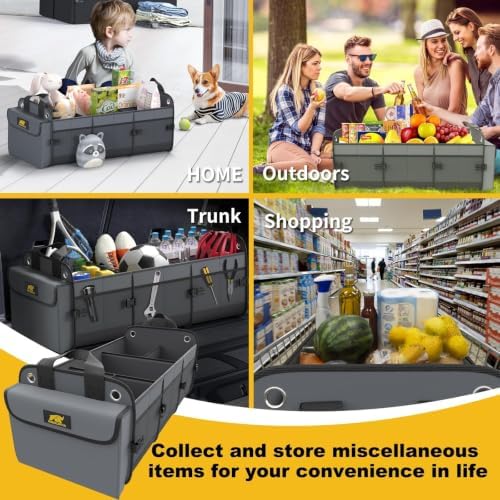 MIKKUPPA Trunk Organizer for SUV - 100L Collapsible Car Organizer, Gray