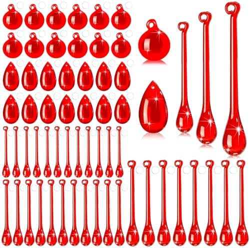 Vercraft 100 Pcs Christmas Tree Acrylic Hanging Ornaments, Red