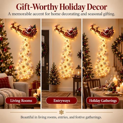 Christmas Magic Trail Wall Light, Santa Sleigh Reindeer Hanging Decoration