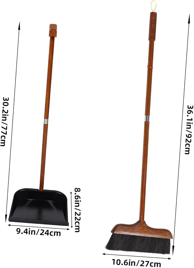 Unomor Standing Dustpan and Broom Set Handle Brush for Home Efficient Dog Hair Cleaning Tool