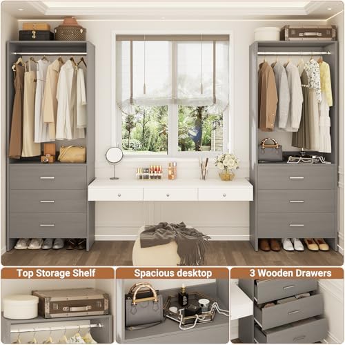Aheaplus Closet System Closet Organizer, 3.6FT Closets, Set of 2，Grey