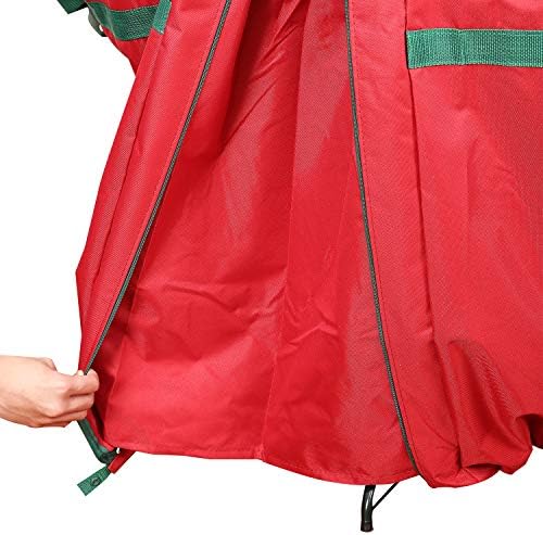 Sattiyrch Upright Christmas Tree Storage Bag,Fits Up to 9 ft Tall Artificial Tree,Heavy Duty 600D Canvas Red Christmas Tree Storage Container with Sleek Zipper and Durable Handles (9 FT)
