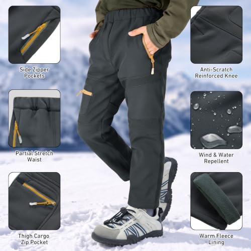 Boys Snow Pants Waterproof Fleece Lined Winter Ski Pants for Kids